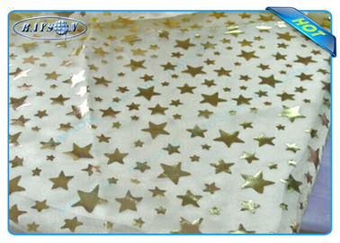 Rolo/parte não tecidos impressos da toalha de mesa de Diposable estrela dourada para a decoração do Natal